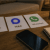 Предметы-факты на столе: Выберите канал: Telegram, MAX или WhatsApp под вашу аудиторию