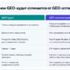 Сравнительная таблица GEO-аудит и GEO-оптимизация: цели, метрики и сроки
