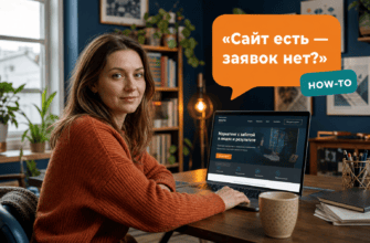 Обложка: человек за ноутбуком — сайт есть, заявок нет?