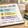 Блокнот с тремя группами плагинов A B C на кухонном столе