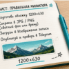 Горизонтальное фото 1200 на 630 на светлом столе рядом с заметками про обложку статьи