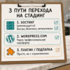Три карточки способов staging: панель хостинга, WordPress.com, WP STAGING