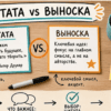 На кухонном столе две карточки: блок Цитата для отзыва и Выноска для своей фразы