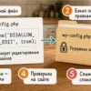 Предметы-факты на столе: Сделайте бэкап и вставьте define в wp-config.php по шагам