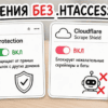 Переключатели Hotlink Protection в панели хостинга и Cloudflare на светлом рабочем столе